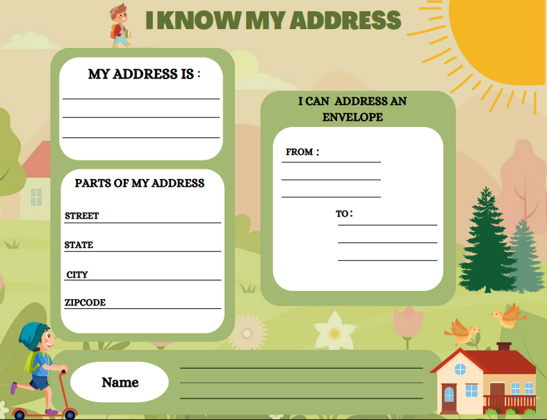 I Know My Address Worksheet