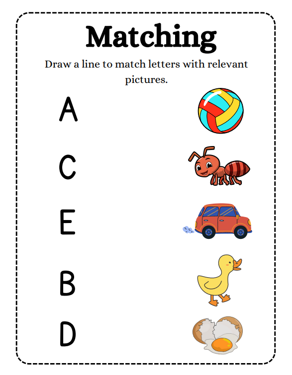 Match Letters with Pictures Worksheet
